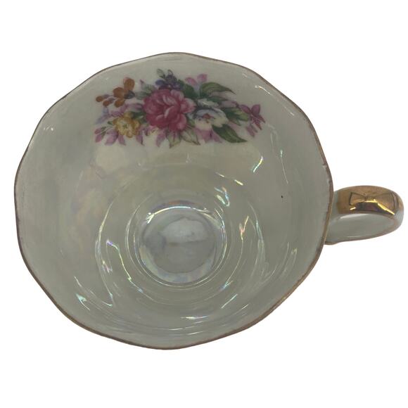 Vintage Lefton China Hand Painted Pink Mauve Gold Bisque Tea Cup - Picture 2 of 5